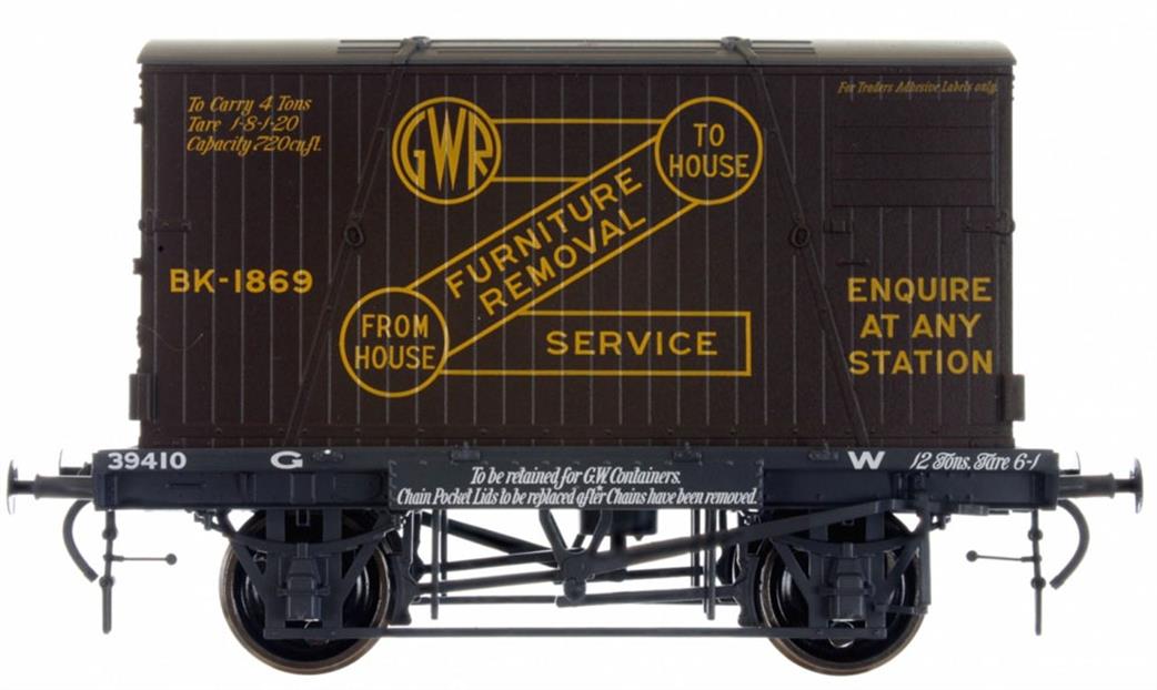 Dapol O Gauge 7F-037-007W GWR H7 Conflat 39410 with BK2 Container BK-1869 Furniture Removals Weathered