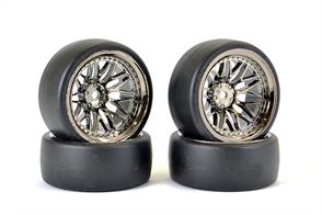 Fastrax 1/10 Drift Wheel And Tyre Set Black 10 spoke FAST0092BTyre and rim set type "Drift" 10 Spoke