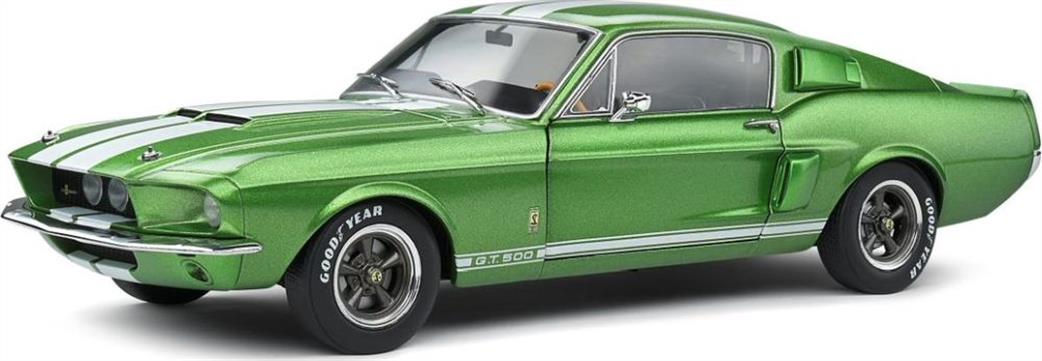 Solido S1802907 1967 Shelby Mustang GT500 Lime Green with White Stripes Diecast Car Model 1/18