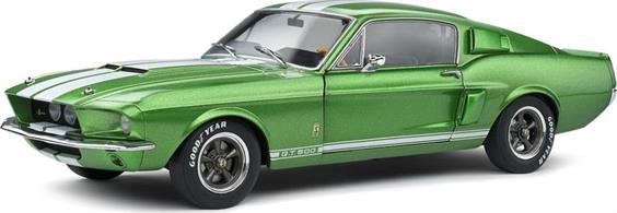 Solido 1/18th S1802907 1967 Shelby Mustang GT500 Lime Green with White Stripes Diecast Car Model
