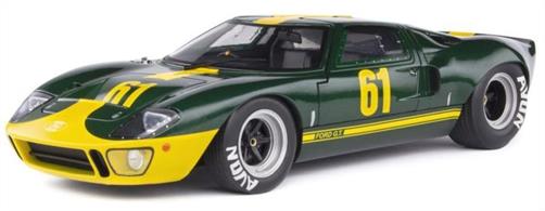 Solido 1/18th S1803004 Ford GT40 MK1 Green Racing Custom 1968 Diecast Car Model