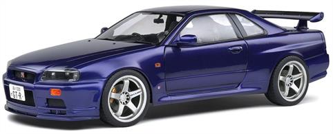 Solido 1/18th S1804303 Nissan R34 GTR Midnight Purple 1999 Diecast Model