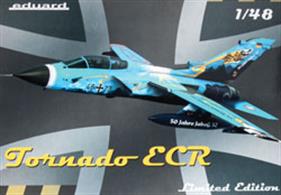 Limited edition kit of European twin engine combat aircraft Tornado ECR designed for electronic Combat or reconnaisance roles in German Air Force in 1/48 scale.