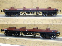 Detailed ready to run model of the BR 30-ton capacity vacuum braked Bogie Bolster E steel carrier wagons built in the early 1960s.This model is finished in BR bauxite livery as wagon B924133 in bauxite livery with early lettering.