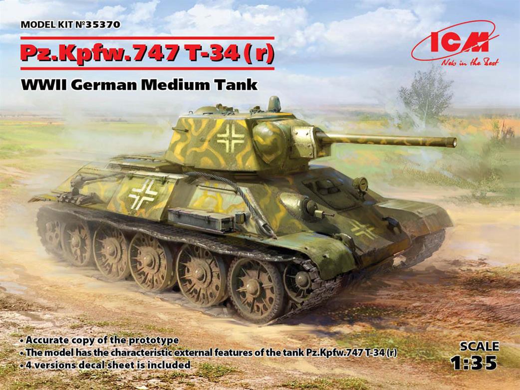 ICM 1/35 35370 PzKpfw T-34-747r WW2 German Medium Tank Kit