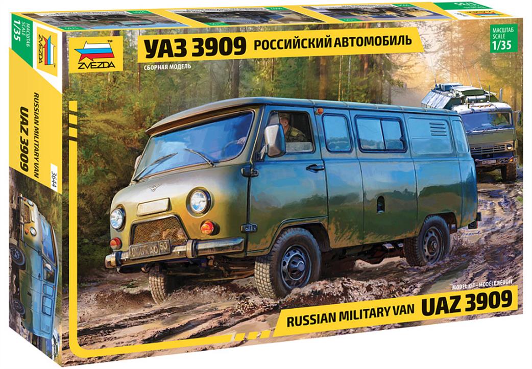 Zvezda 1/35 3644 UAZ 3909 Russian Military Van Plastic Kit