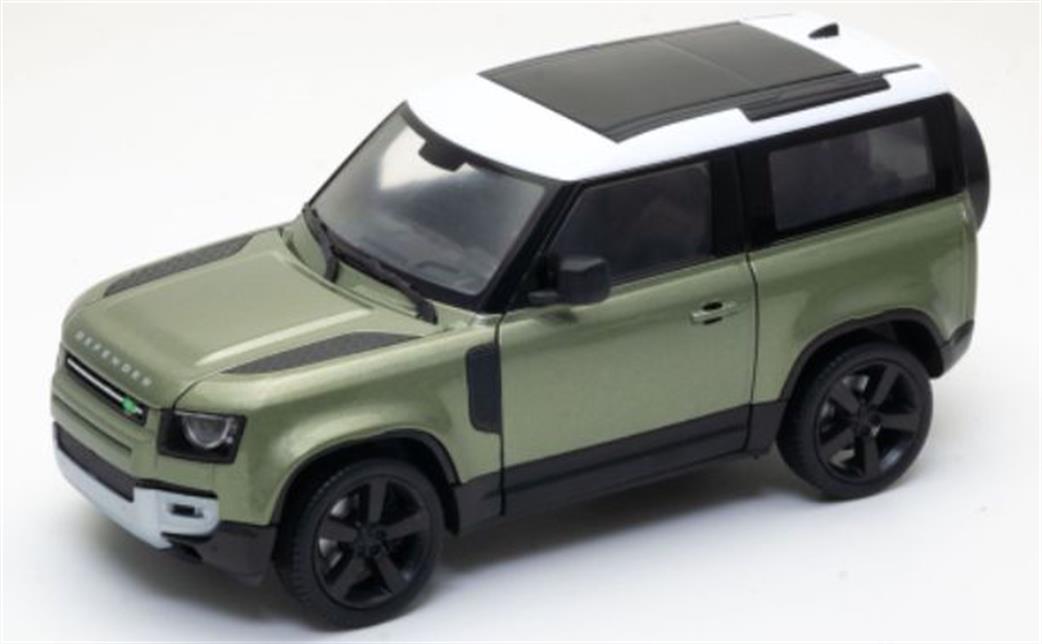 Welly 1/24 24110G Land Rover Defender 90 Green White 2020 Diecast Model
