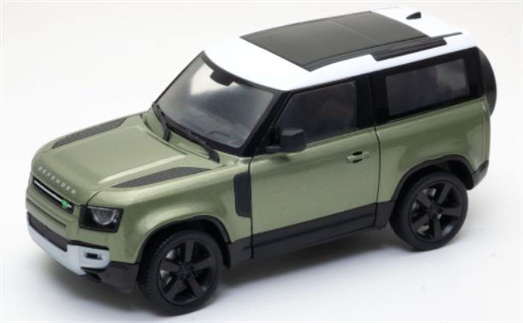 Welly 1/24 24110G Land Rover Defender 90 Green/White 2020 Diecast Model