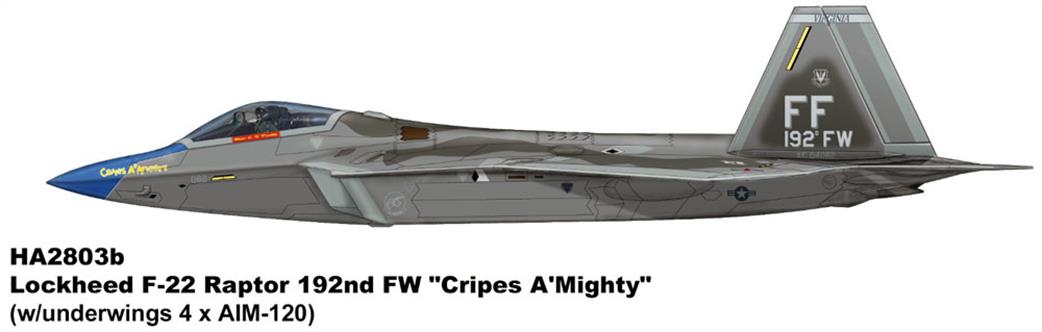 Hobby Master 1/72 HA2803b Lockheed F-22 Raptor 192nd FW 