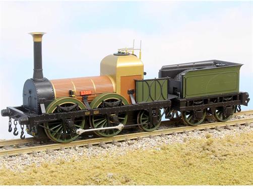 This detailed model of the 1839 built Liverpool &amp; Manchester Railway 0-4-2 locomotive LION is being produced to mark this historic locomotives' role in the Titfield Thunderbolt film and is also to be released in correct historic liveries.This model is finished in the locomotives' 1980 appearance with open tender spring boxes, pressure gauge mounted on the firebox, toolbox, optional safety chain fittings and finished in 'Ruston' green and black livery.DCC and sound fitted model.