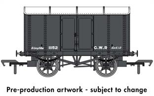 The 'Iron Mink' is one of the most recognisable GWR wagon types from the end of the 19th century, with over 4,700 examples constructed between 1886 and 1901. Both underframe and body were built from iron and steel, creating a robust and long-lived wagon, with examples surviving into the 1960s. The metal construction made the design ideal for use as Gunpowder vans, wagons to the same style being used by other railway companies and private owners.This model is finished GWR goods grey livery with the pre-1904 lettering style.