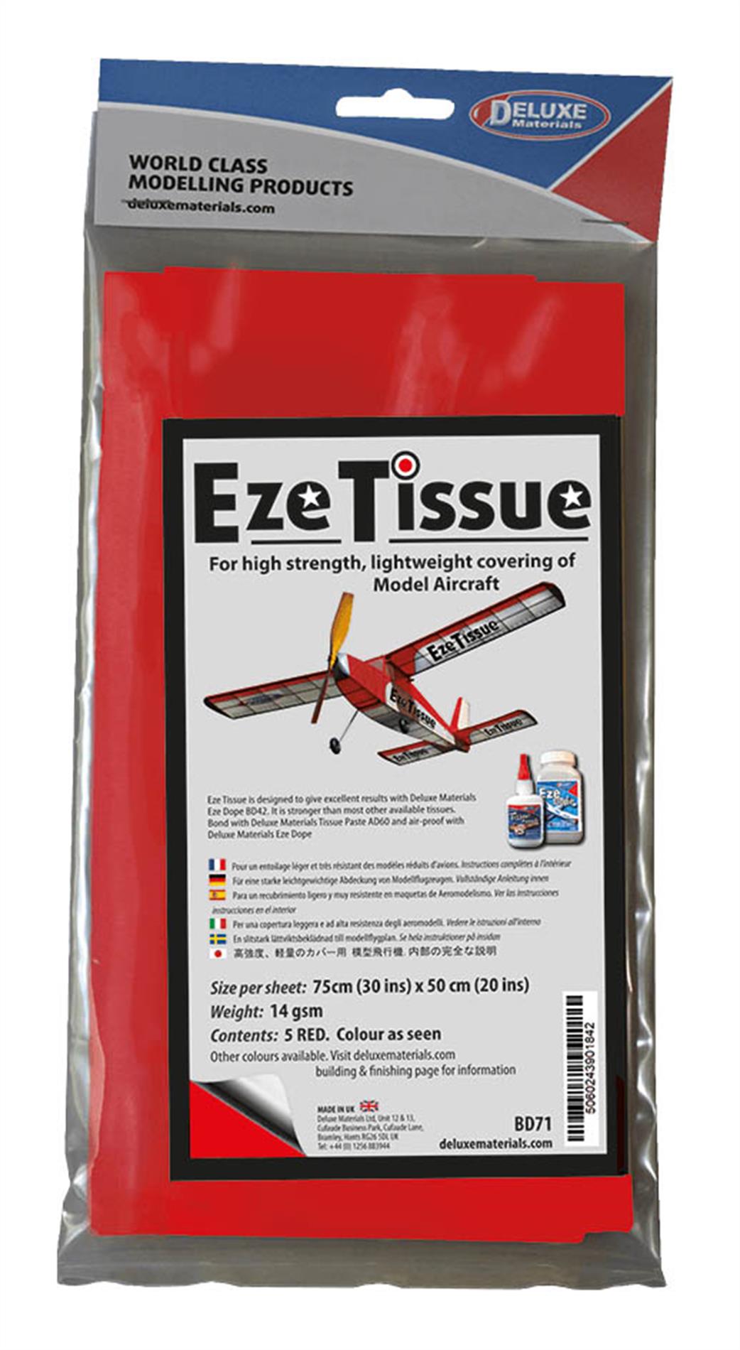 Deluxe Materials  BD71 Eze Tissue Red 5 sheets per Pack