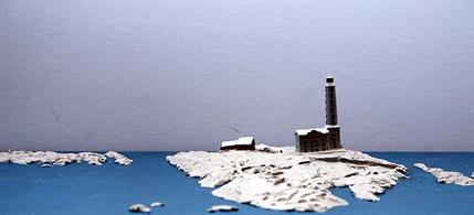 Bengtskar Island, its lighthouse and the skerries in the 20th centuary have been modelled in 1/1250 scaleby Coastlines Models, CL-L35. The model is waterline and the sea base is not included