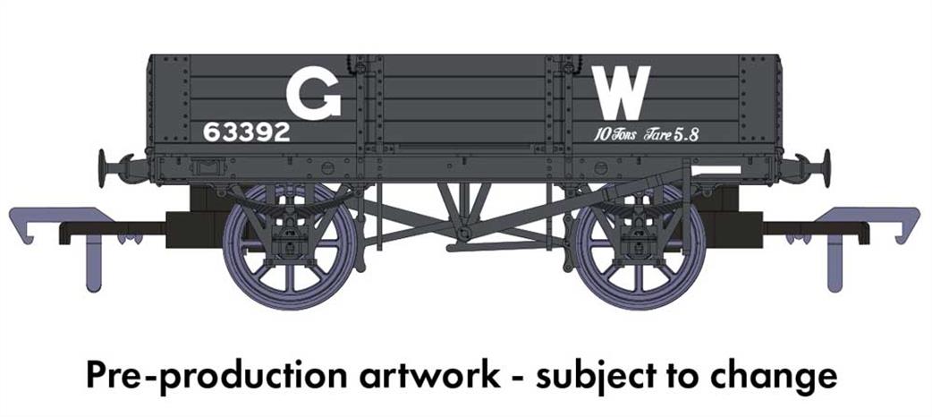 Rapido Trains OO 925005 GWR 63392 Diagram O21 4 Plank Open Wagon GWR Grey 1904-1936 Lettering