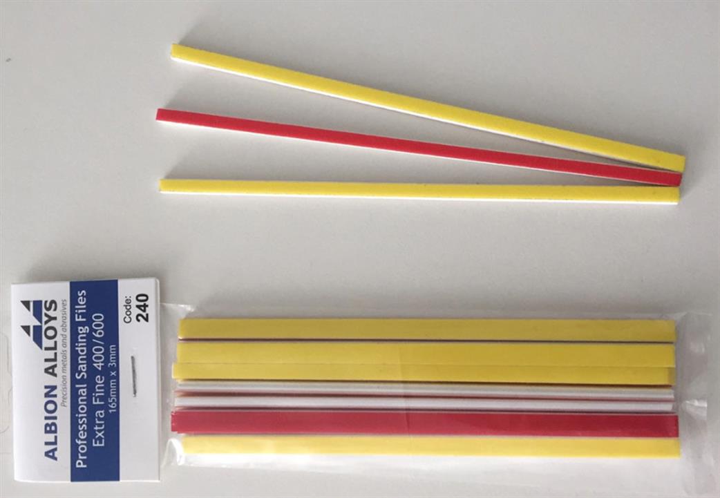 Albion Alloys  240 Sanding Sticks X-Fine Grit 165mm x 6mm Pack 10