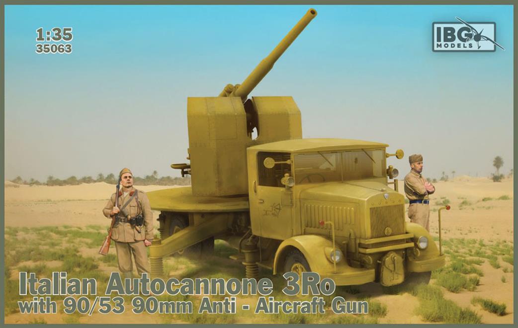 IBG Models 1/35 35063 Italian Autocannone 3Ro with 90/53 90mm Anti Aircraft GunWW2 Truck Plastic Kit