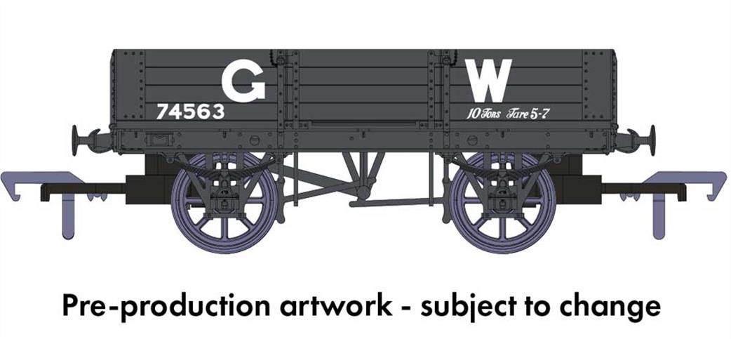 Rapido Trains OO 925003 GWR 74563 Diagram O21 4 Plank Open Wagon GWR Grey 1904-1936 Lettering