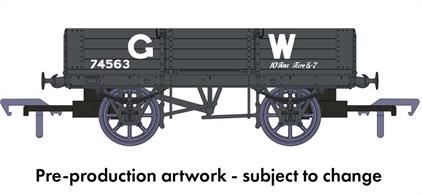 Order deadline May 1st 2022. Delivery expected Winter 2022/3Contemporary with the iron minks the GWRs standard open merchadise wagons built from 1886 to 1902 also uses iron underframes, changed to steel from 1895. Built with brakes on one side only in 1927 over 18,000 of these wagons expected to have many years service left were fitted with a second brake lever to Board of Trade requirements and were allocated diagram O21 on the GWR wagon diagram book. When the last was withdrawn is not known, but one example has been preserved.Model finished in with brake on one side only painted GWR grey livery, 1904-1930s lettering style.