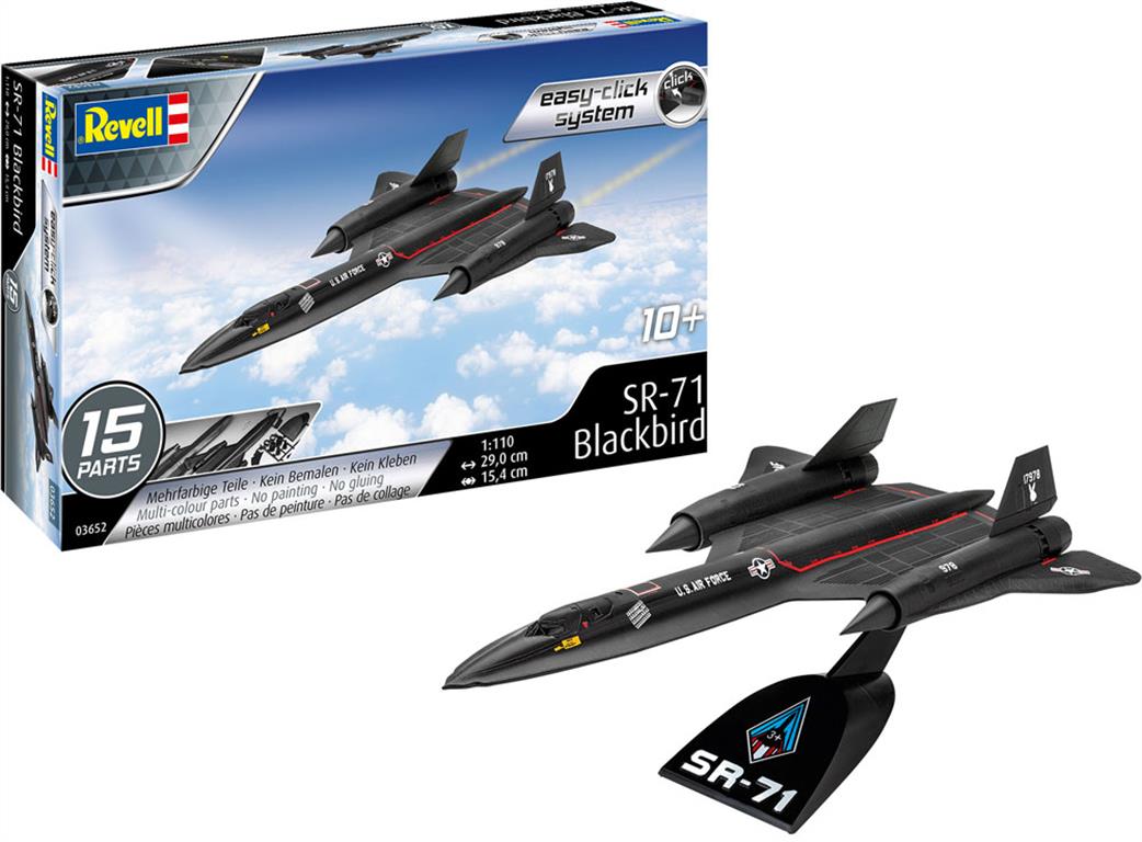 Revell 03652 SR-71 Blackbird Aircraft Easy Click Kit 1/110
