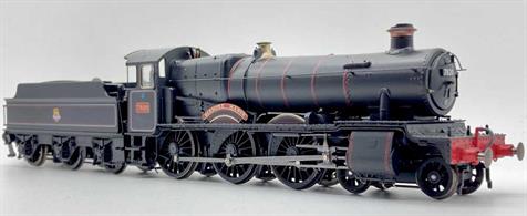 Detailed model of preserved GWR Manor class 4-6-0 locomotive 7820 Dinmore Manor finished in early British Railways mixed traffic lined black livery with lion over wheel emblem.This high specification model has many locomotive and period specific details recreated for 7820 this includes an original GWR pattern chimney and flush-riveted tender. This represents the locomotive as running on the Cambrian section in the early 1950s and as preserved from 1995, 7820 carrying an original GWR chimney which was donated during the locomotives' restoration and re-purposed from a flowerpot!