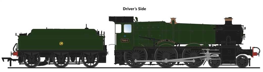 Accurascale OO ACC2501-7801 GWR 7801 Anthony Manor Collett Manor Class 4-6-0 Plain Green Shirtbutton Monogram