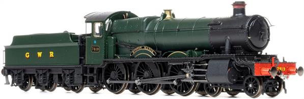 Detailed model of GWR Manor class 4-6-0 locomotive 7819 Hinton Manor, another of the well-known preserved members of the class, finished in post WW2 Great Western mixed traffic green livery with tender lettered G W R.This high specification model has many locomotive and period specific details recreated for 7819 this includes the original GWR pattern chimney and flush-riveted tender. This represents the locomotive as running in the post-WW2 period, 7819 being allocated to Oswestry shed for Cambrian route services from 1943.