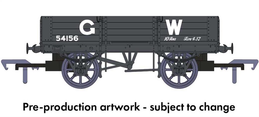 Rapido Trains OO 925004 GWR 54156 Diagram O21 4 Plank Open Wagon GWR Grey 1904-1936 Lettering
