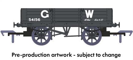 Order deadline May 1st 2022. Delivery expected Winter 2022/3Contemporary with the iron minks the GWRs standard open merchadise wagons built from 1886 to 1902 also uses iron underframes, changed to steel from 1895. Built with brakes on one side only in 1927 over 18,000 of these wagons expected to have many years service left were fitted with a second brake lever to Board of Trade requirements and were allocated diagram O21 on the GWR wagon diagram book. When the last was withdrawn is not known, but one example has been preserved.Model finished in with brake on one side only painted GWR grey livery, 1904-1930s lettering style.