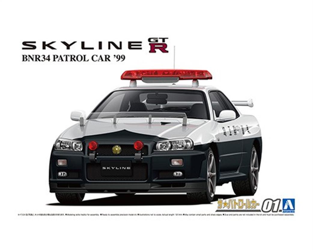 Aoshima 06280 Nissan BNR34 Skyline GT-R Patrol Car '99 Car Kit 1/24