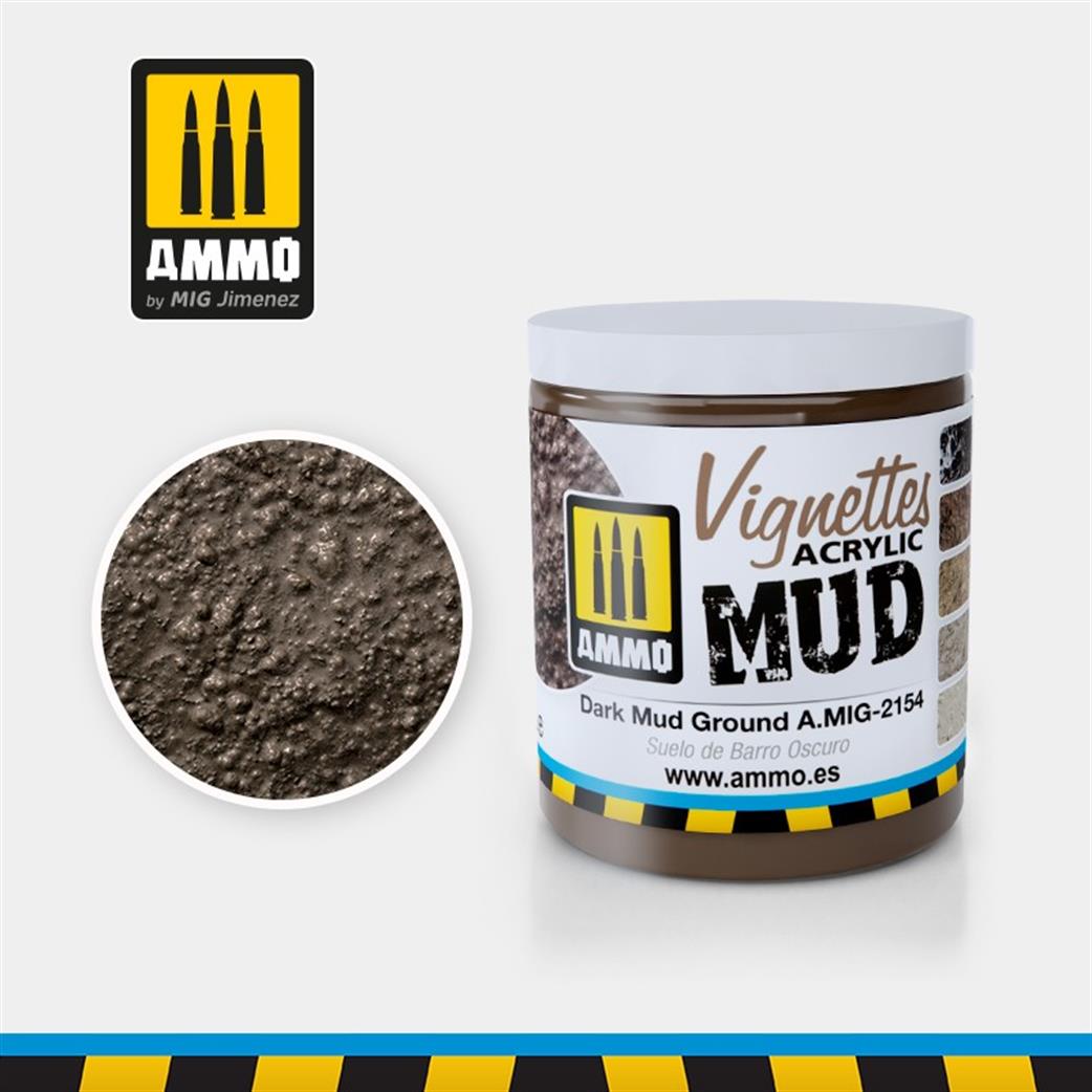 Ammo of Mig Jimenez  A.MIG-2154 Dark Mud Ground Texture Acrylic 100ml