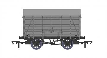In 1913 the first of these new design vans was built as a trial vehicle using the new SECR standard steel underframe designed by C&amp;W engineer Lionel Lynes and debuting the distinctive tri-arc roof body which was to become a feature of Southern Railway covered wagons.The Maunsell/Lynes underframe was used for the entire planned range of SECR standard wagons, being common with the 5 and 7 plank open wagons, timber bolster trucks and the new design of engineers ballast wagons. This robust steel frame game all these wagons long working lives, with most reaching British Railways service and some lasting into the 1970s in engineering service.Model finished in British Railways goods grey livery.