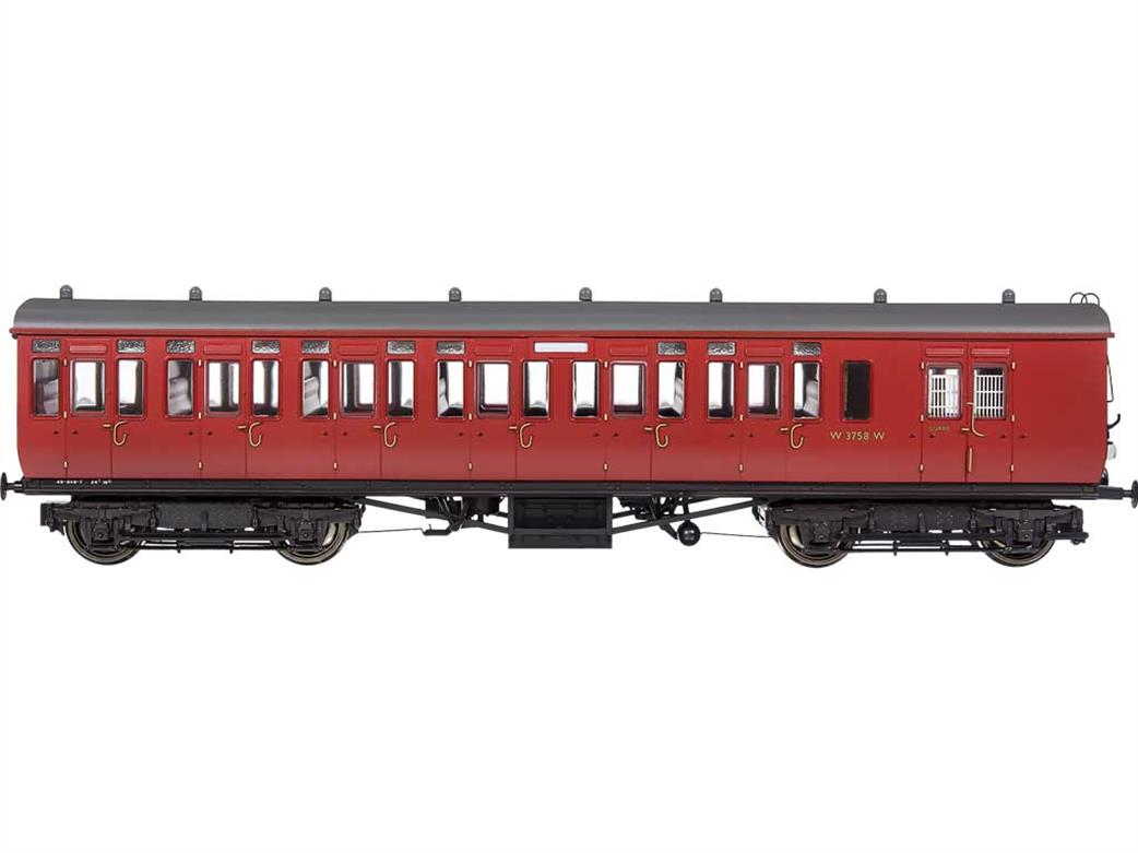 Dapol OO 4P-020-502 BR W3758W Brake Second ex-GWR Mainline & City Toplight Suburban Stock BR Crimson Set 6