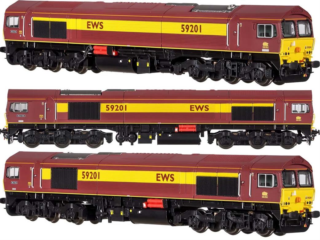 Dapol 2D-005-006 EWS 59201 Vale of York Class 59/2 Co-Co Diesel Freight Locomotive EWS Maroon & Gold N