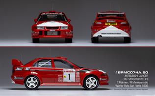 IXO 18RMC074A 1/18th Mitsubishi Lancer RS Evolution V1 #1 Rally San Remo 1999 T.Makinen/R.Mannisenmaki