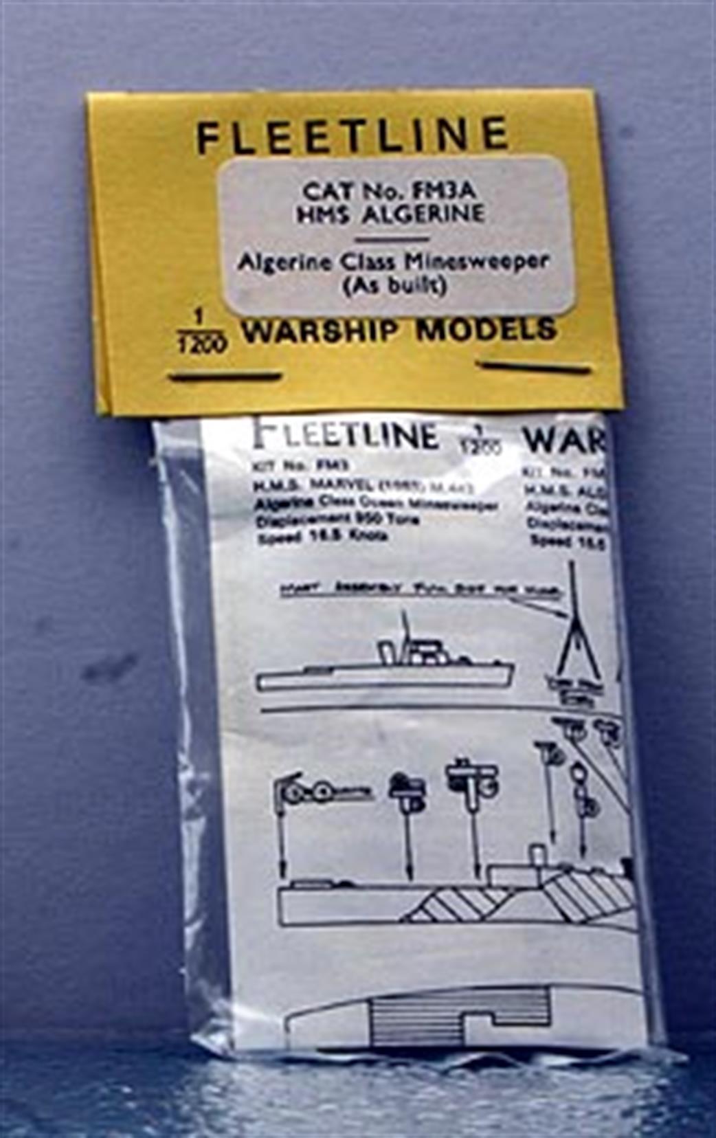 Fleetline FM3A kit HMS Algerine a kit of the WW2 minesweeper as built 1/1200
