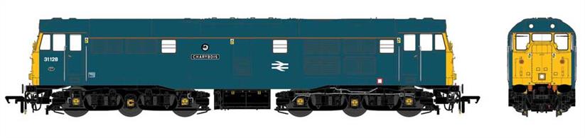 New and highly detailed model of the Brush type 2 diesel locomotives with a full range of detailing options to model the original Mirrlees engined class 30 and EE engined class 31 locomotives. The detail variations include differing grilles, fan cowls, buffer cowls, disc or box headcode, end doors or sealed end doors and central or offset headlight positions.Model finished as class 31/0 locomotive 31128 as operated by Nemesis Rail with the name Charybdis in rail blue livery with plated over headcode box and centrally fitted headlight.