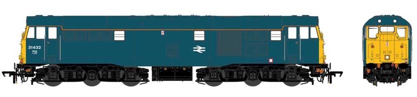New and highly detailed model of the Brush type 2 diesel locomotives with a full range of detailing options to model the original Mirrlees engined class 30 and EE engined class 31 locomotives. The detail variations include differing grilles, fan cowls, buffer cowls, disc or box headcode, end doors or sealed end doors and central or offset headlight positions.Model finished as locomotive 31432, one of the class 31/4 electric train supply locomotives converted to work with electrically heated coaching stock. Painted in the BR corporate rail blue livery this locomotive has a plated-over headcode box and centrally mounted headlight.