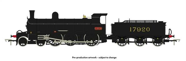 A new high-specification model of the Highland Railway Jones Goods 4-6-0 locomotives with tooling designed to replicate detail changes made over the locomotives working careers.Model finished as LMS 17920 in early LMS unlined black livery with red-backed LMS lettering on the cabside.