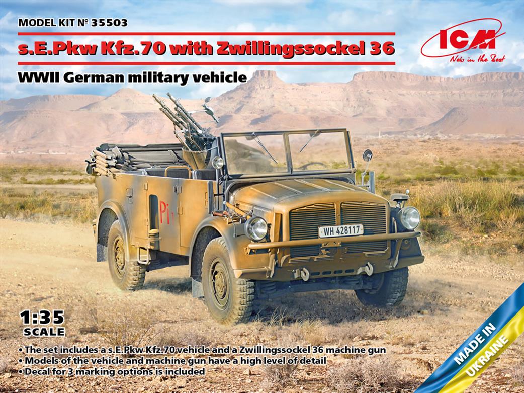 ICM 35503 s.E.Pkw Kfz.70 with Zwillingssockel 36 WW2 German military vehicle Kit 1/35
