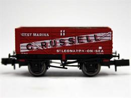 Nicely detailed N gauge model of the RCH 1923 design 7 plank open coal wagons used in great numbers by the larger railway companies and many private owners.This wagon is finished in the livery of G Russell &amp; company.