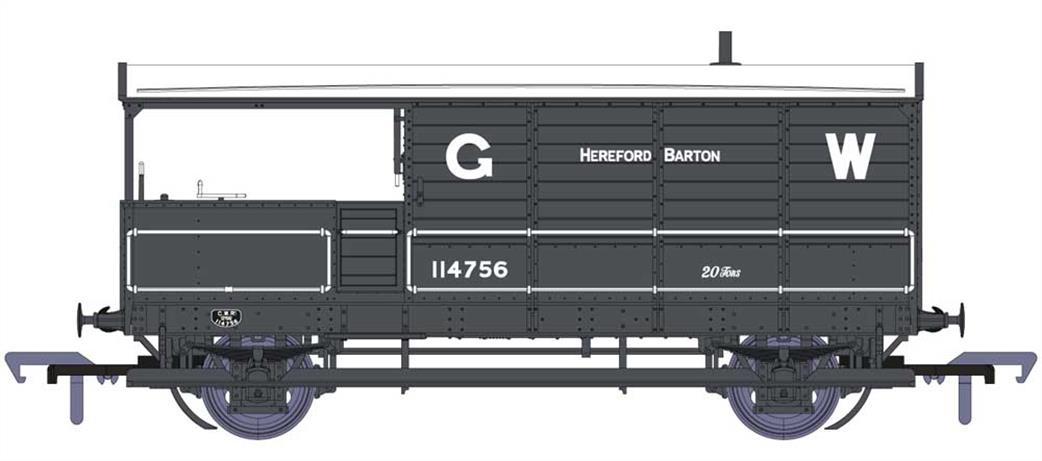 Rapido Trains OO 918001 GWR 114765 Diagram AA20 Toad Brake Van GWR Grey ...