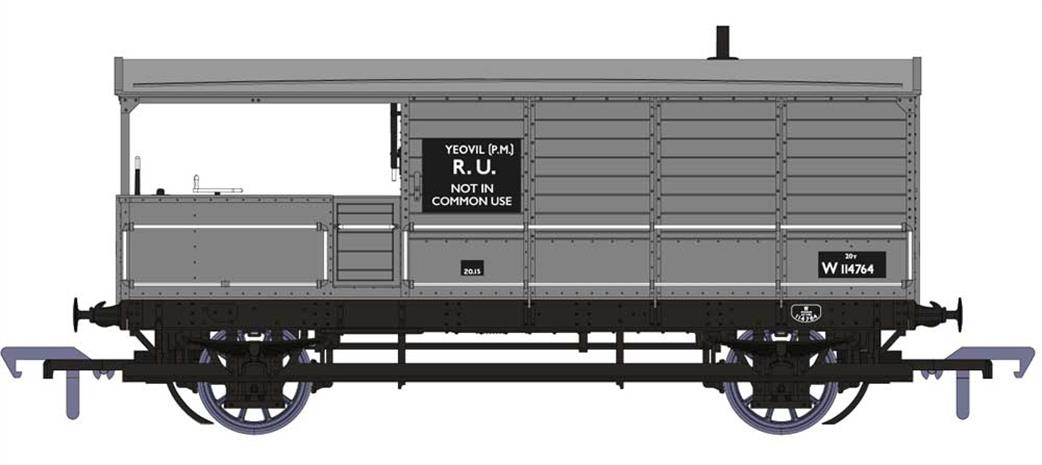 Rapido Trains OO 918008 BR W114764 Ex-GWR Diagram AA20 Toad Brake Van BR Grey Yeovil Pen Mill RU