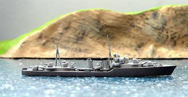 HMS Cossack is a 1/1200 second-hand metal model assembled from a Fleetline kit FD125 (HMS Sikh) by the previous owner and painted with a dark grey hull and light upperworks as favoured by her captain (Vian), see photograph.