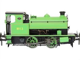 A new and detailed model of the Hawthorn Leslie 14in 0-4-0ST saddle tank industrial shunting engines, one of the more popular and long-lived designs with some engines still working into the early 1970s.This model is finished as Newcastle Electric Supply engine number 13, works number 3732 (1932) in a high-visibility yellow chevroned livery. This engine worked at Carville and later Dunston power stations, passing to the British Energy Authority (BEA), Central Electricity Authority (CEA) and Central Electricity Generating Board (CEGB) before being purchased for preservation in 1973. Currently at the Tanfield Railway where industrial engines are the usual motive power No.13 is currently undergoing an overhaul.