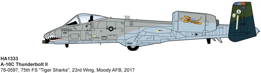 Hobby Master 1/72 HA1333 A-10C Thunderbolt II 78-0597 75th FS Tiger Sharks 23rd Wing Moody AFB 2017