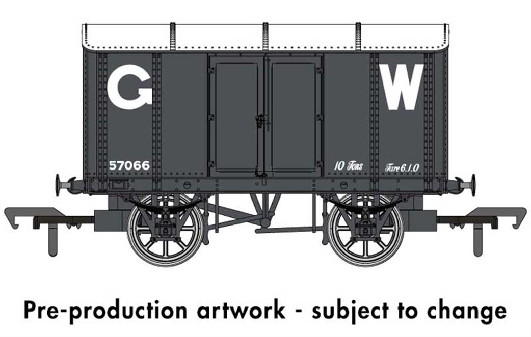Rapido Trains OO 908002 GWR 57066 Iron Mink Iron Bodied Ventilated Box Van GWR Goods Grey 25in Lettering