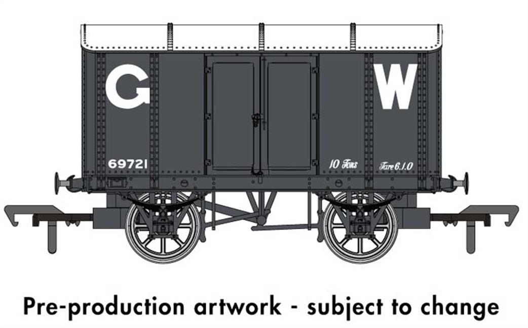 Rapido Trains OO 908003 GWR 69721 Iron Mink Iron Bodied Ventilated Box Van GWR Goods Grey 25in Lettering