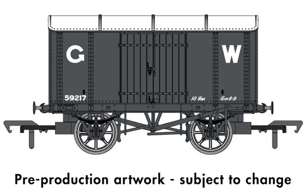 Rapido Trains OO 908004 GWR 59217 Iron Mink Iron Bodied Ventilated Box Van GWR Goods Grey 16in Lettering