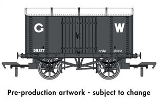 Delivery expected Winter 2022/3.The 'Iron Mink' is one of the most recognisable GWR wagon types from the end of the 19th century, with over 4,700 examples constructed between 1886 and 1901. Both underframe and body were built from iron and steel, creating a robust and long-lived wagon, with examples surviving into the 1960s. The metal construction made the design ideal for use as Gunpowder vans, wagons to the same style being used by other railway companies and private owners.This model is finished GWR goods grey livery with 16in height lettering, as applied 1920-1936.