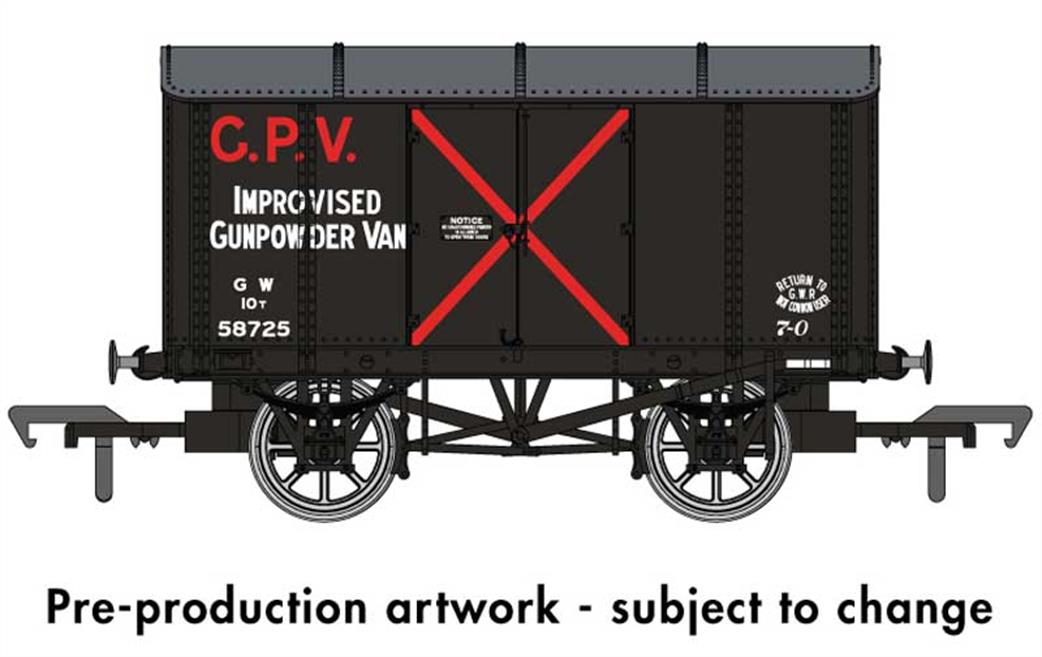 Rapido Trains OO 908012 GWR 58725 Iron Mink Improvised Gunpower Van GWR Black Red GPV Lettering